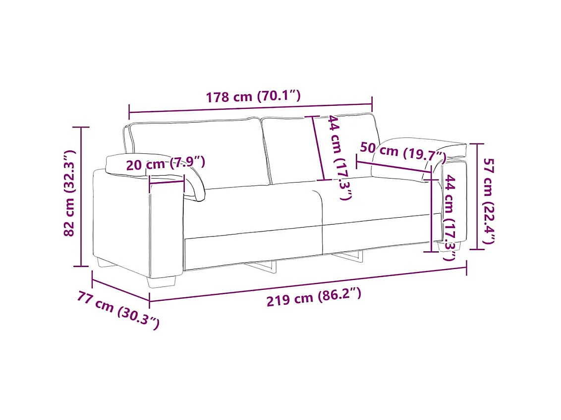 Divano con cuscino Nero 219 x 77 x 82 cm tessuto