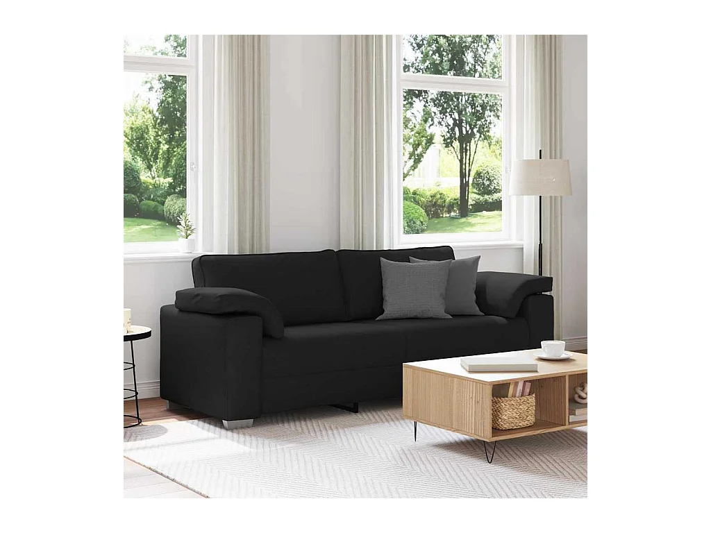 Canapé avec coussin Noir 219 x 77 x 82 cm tissu