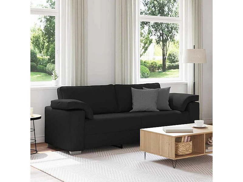 Canapé avec coussin Noir 219 x 77 x 82 cm tissu