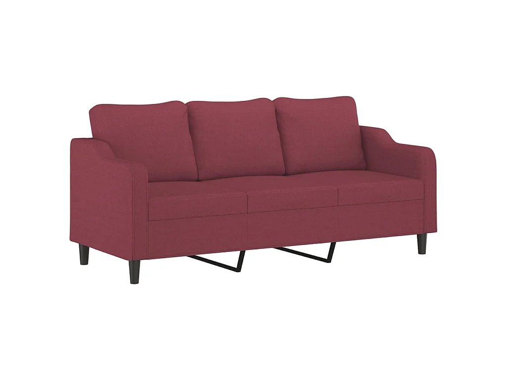 Divano 3 posti con poggiapiedi Rosso bordeaux 180 cm Tessuto