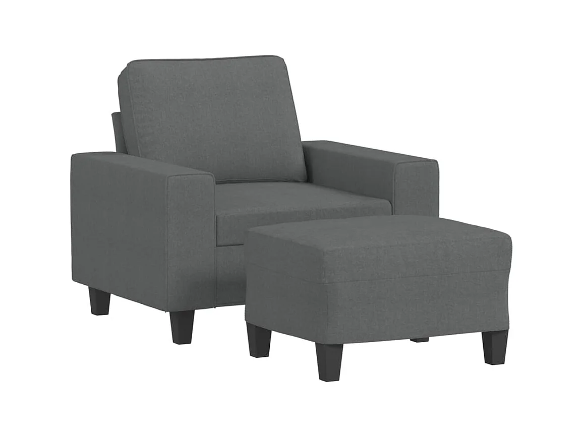 Fauteuil met voetenbankje Donkergrijs 60 cm Stof