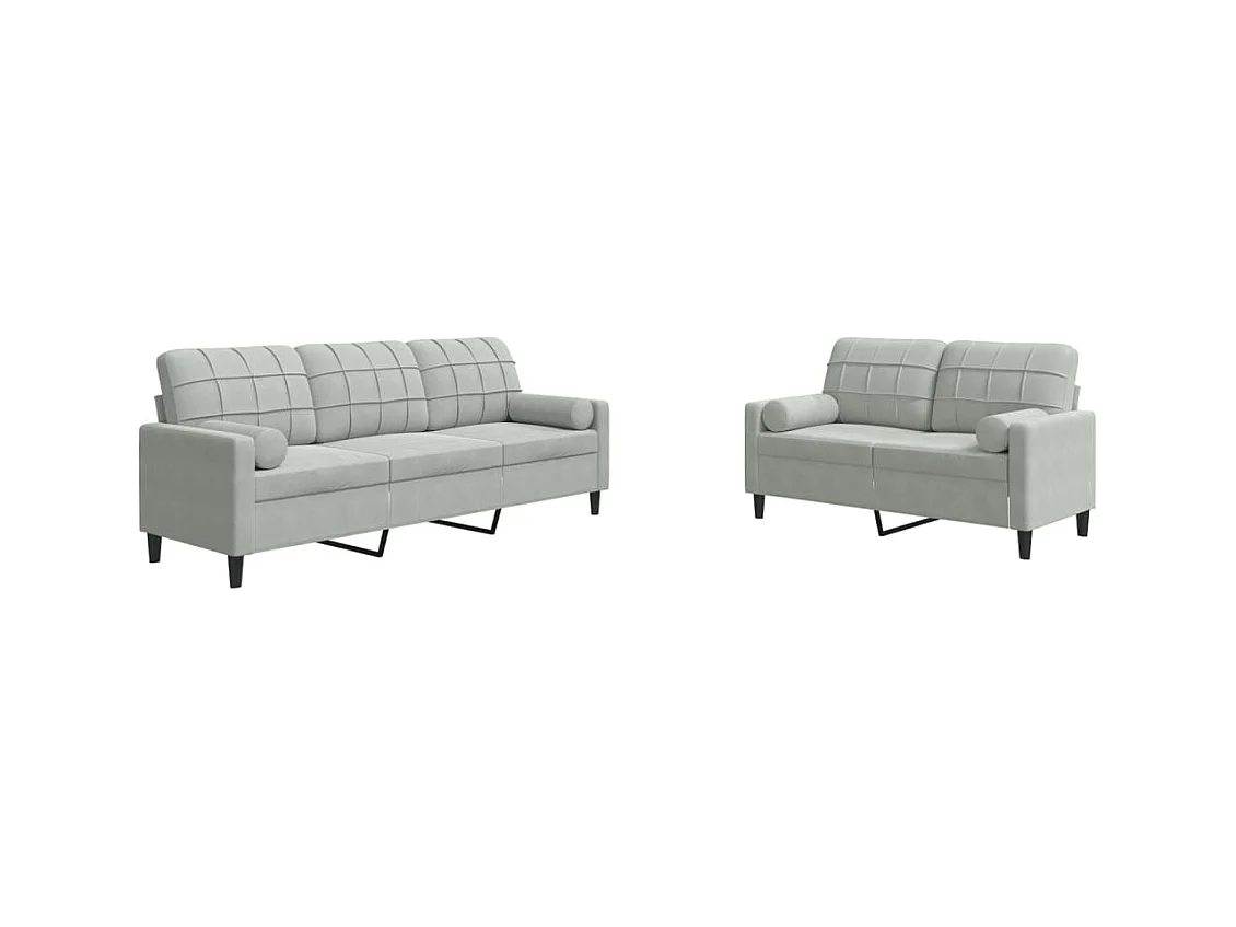 Conjunto de sofá de 2 piezas con cojines y almohadones de terciopelo