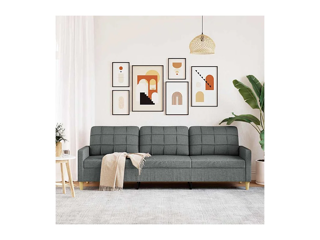 3-zitsbank Donkergrijs 210 cm Stof