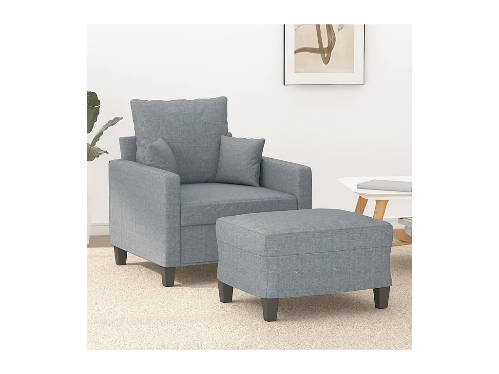 Fauteuil avec repose-pied Gris clair 60 cm Tissu