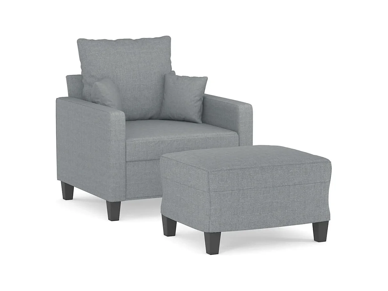 Fauteuil avec repose-pied Gris clair 60 cm Tissu