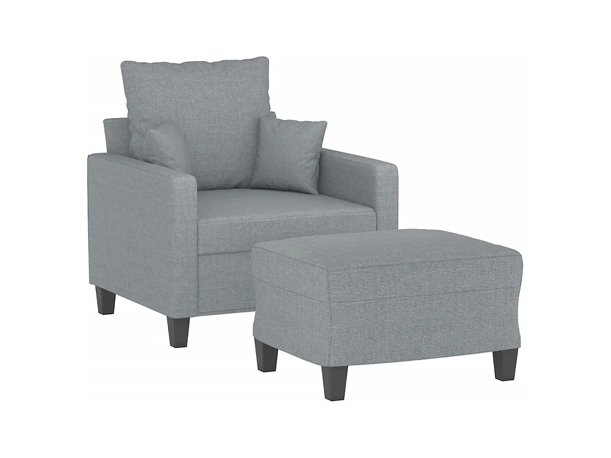 Fauteuil avec repose-pied Gris clair 60 cm Tissu