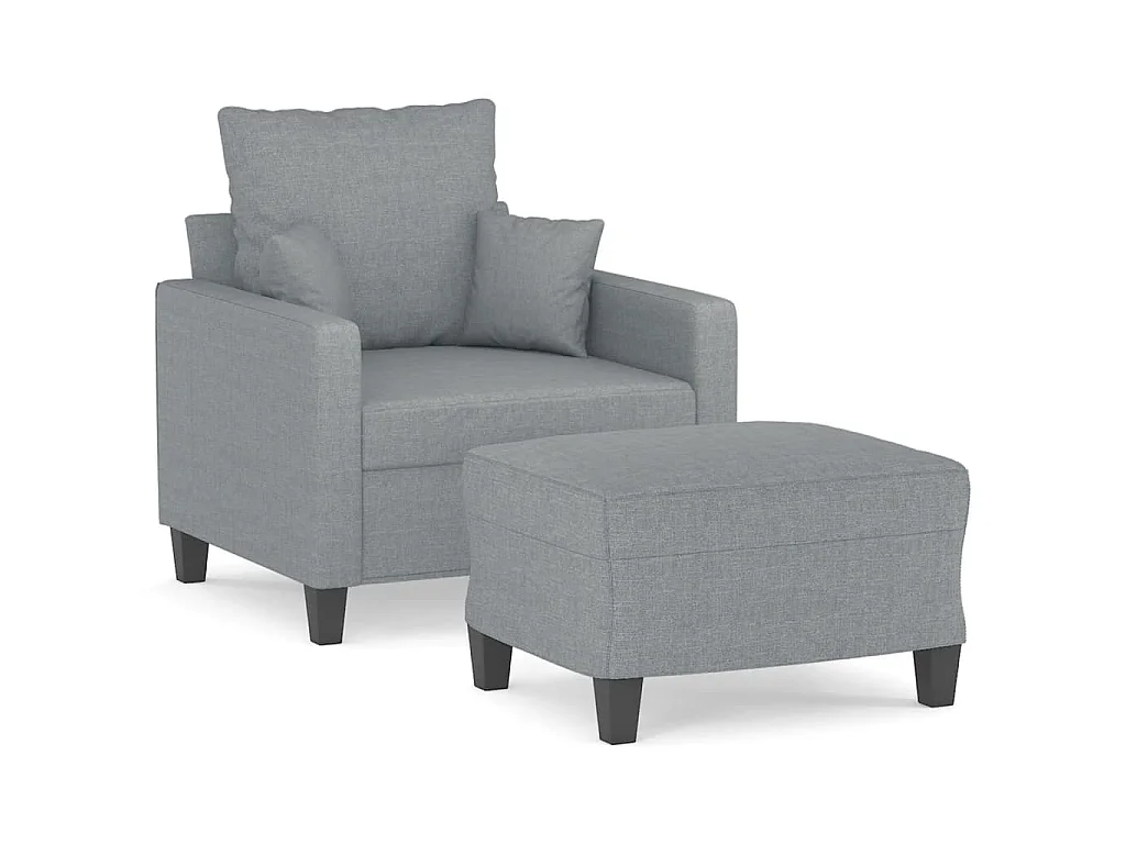Fauteuil avec repose-pied Gris clair 60 cm Tissu