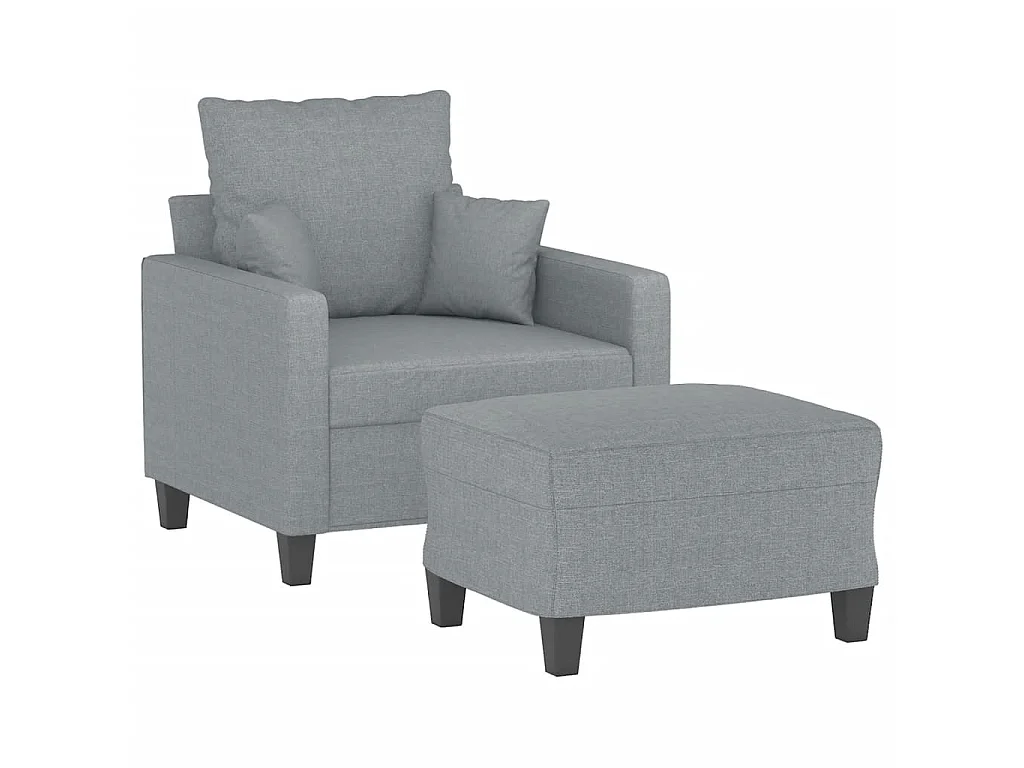 Fauteuil avec repose-pied Gris clair 60 cm Tissu