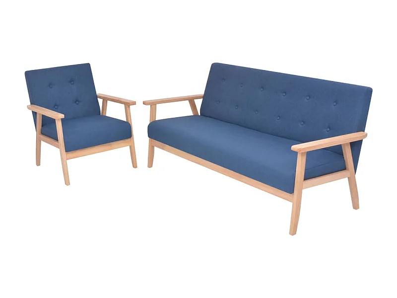 Set di 2 divani in tessuto blu