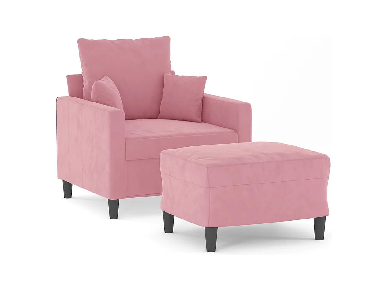 Fauteuil met voetenbankje Roze 60 cm Fluweel
