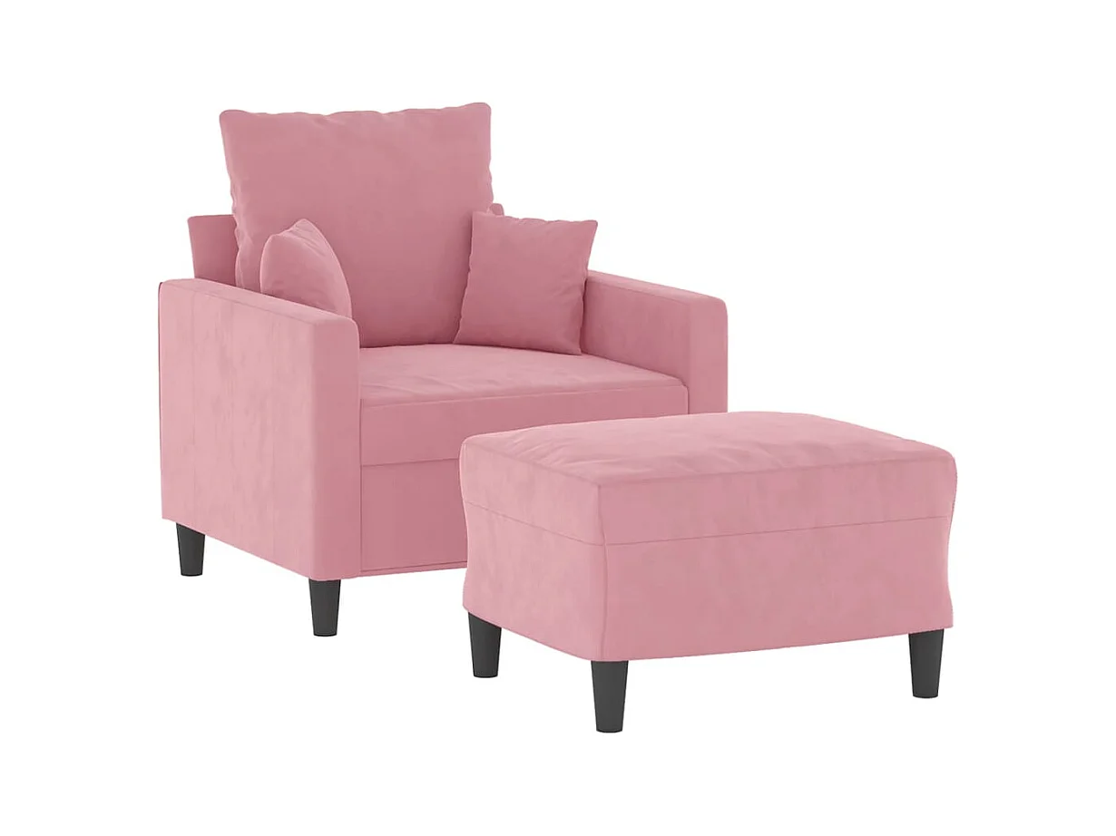 Fauteuil met voetenbankje Roze 60 cm Fluweel