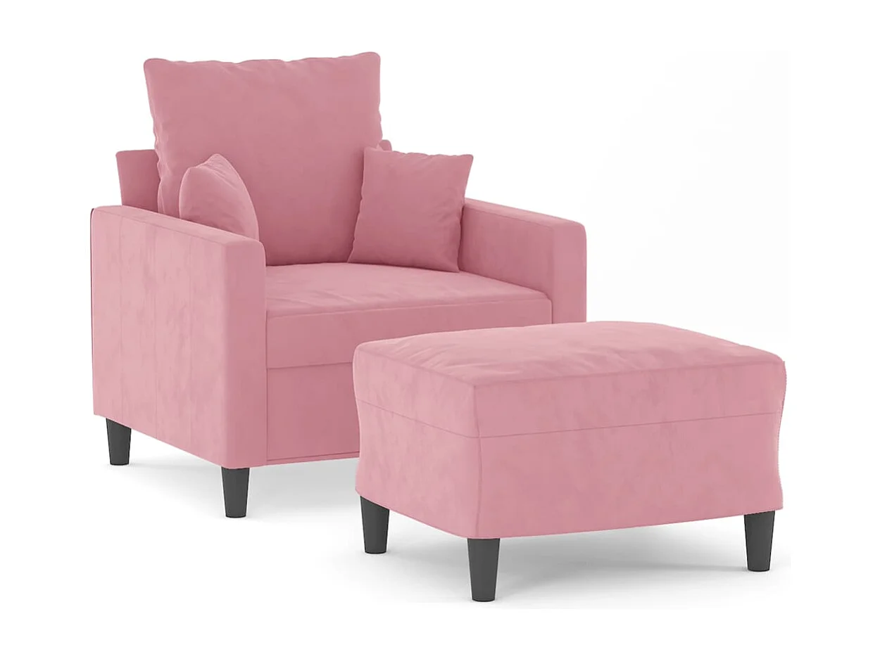 Sillón con reposapiés Terciopelo Rosa 60 cm