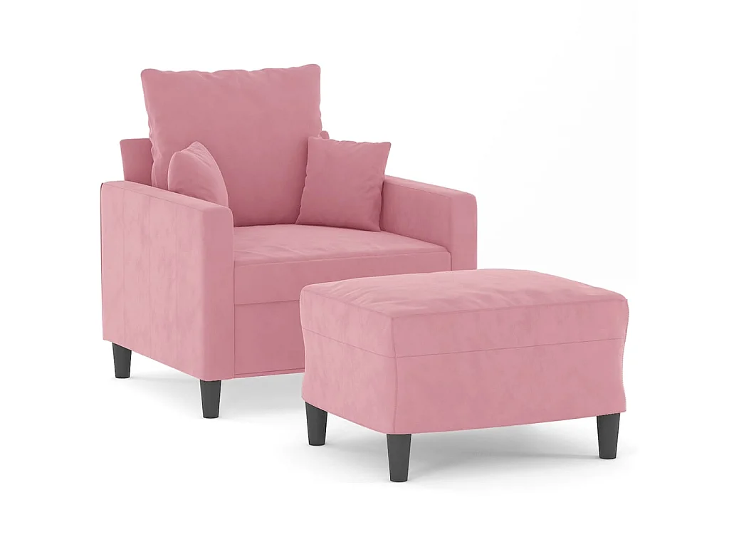 Poltrona con poggiapiedi Rosa 60 cm Velluto