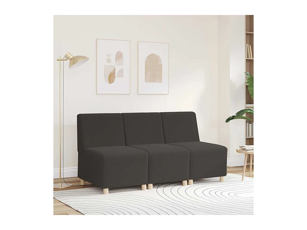 Canapé modulaire sans accoudoirs Gris foncé 55 cm Tissu bouclé aspect laine