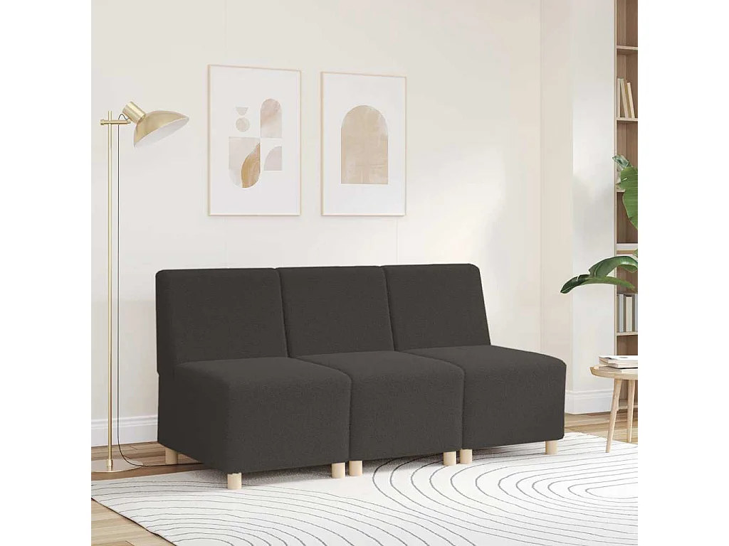 Canapé modulaire sans accoudoirs Gris foncé 55 cm Tissu bouclé aspect laine