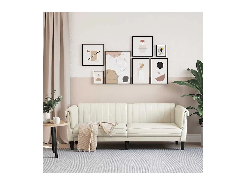 Crèmekleurige fluwelen 3-zitsbank