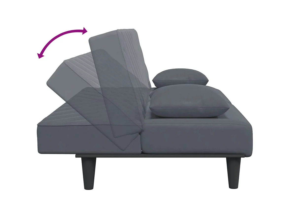 Set di divani 2 pezzi con cuscini in velluto grigio scuro