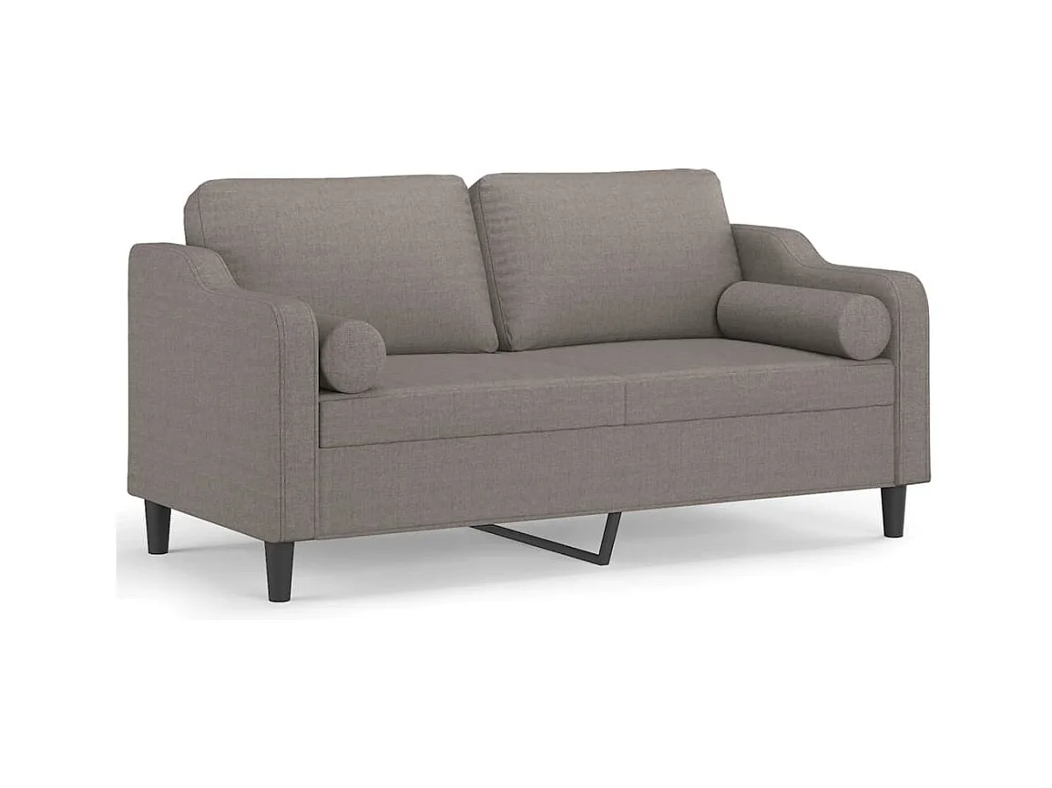 2-Sitzer-Sofa mit Dekokissen taupe 140 cm Stoff
