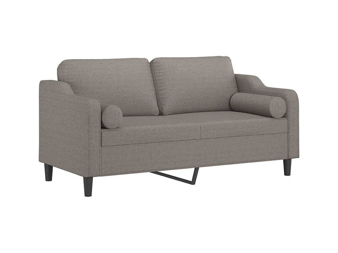 2-Sitzer-Sofa mit Dekokissen taupe 140 cm Stoff