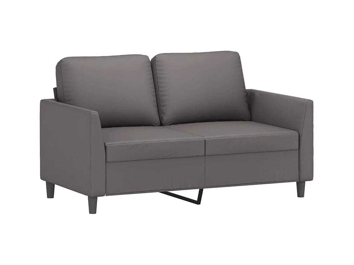 Conjunto de sofá de 2 piezas con cojines de piel sintética gris