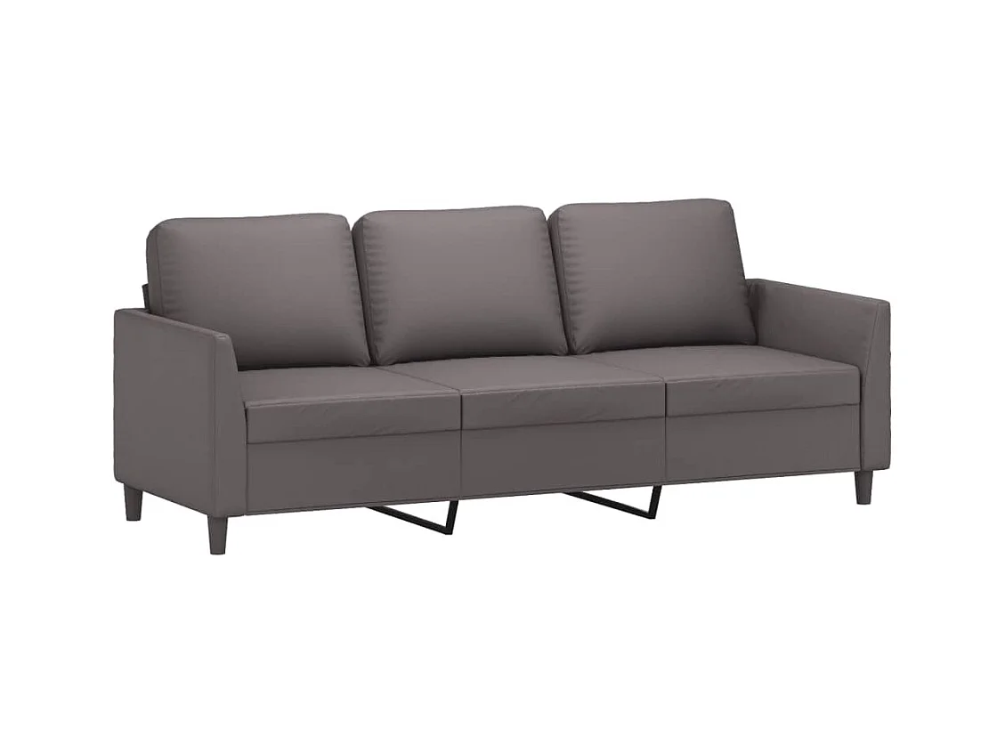 Conjunto de sofá de 2 piezas con cojines de piel sintética gris