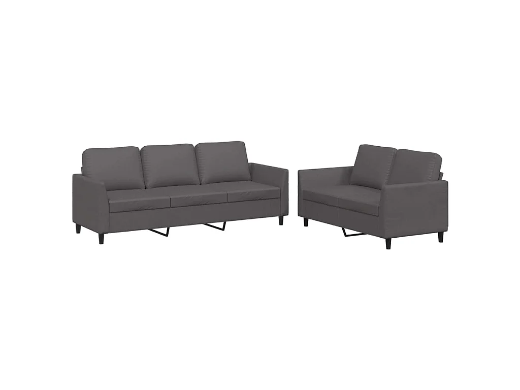 2-teiliges Sofaset mit Kissen Graues Kunstleder