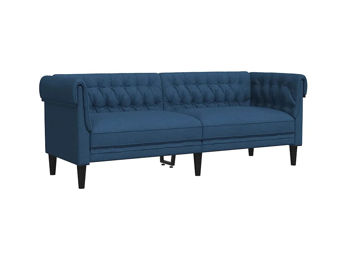 Chesterfield 3-zitsbank in blauwe stof