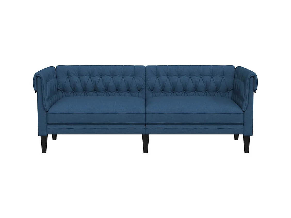 Chesterfield 3-zitsbank in blauwe stof