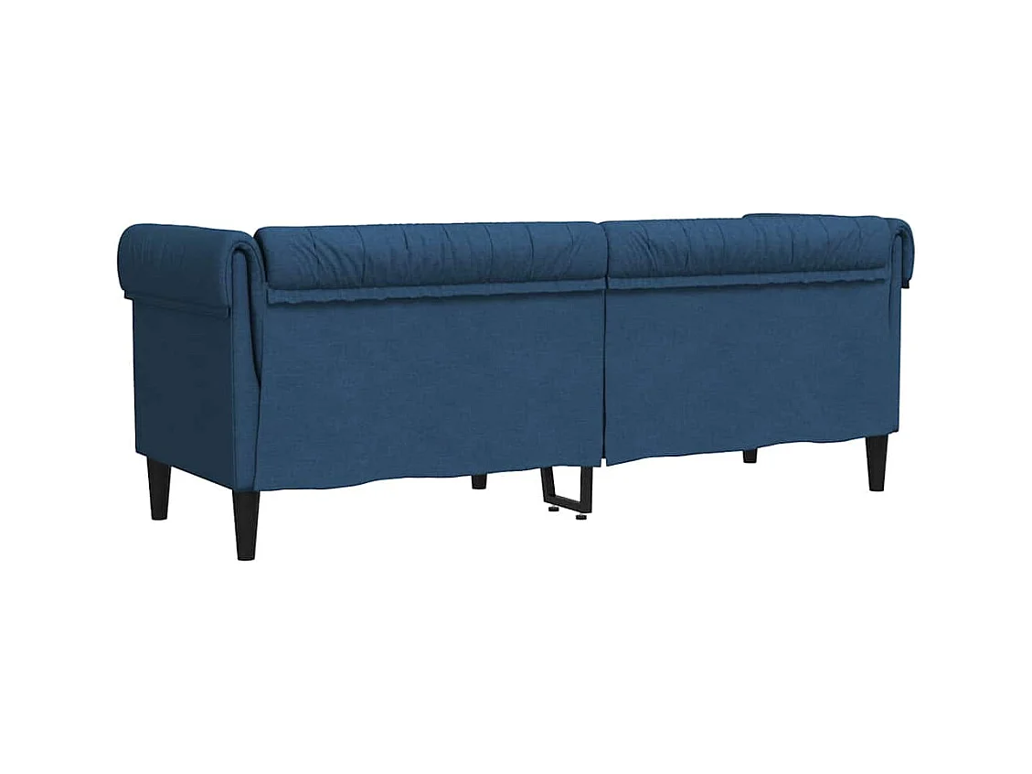 Chesterfield 3-zitsbank in blauwe stof