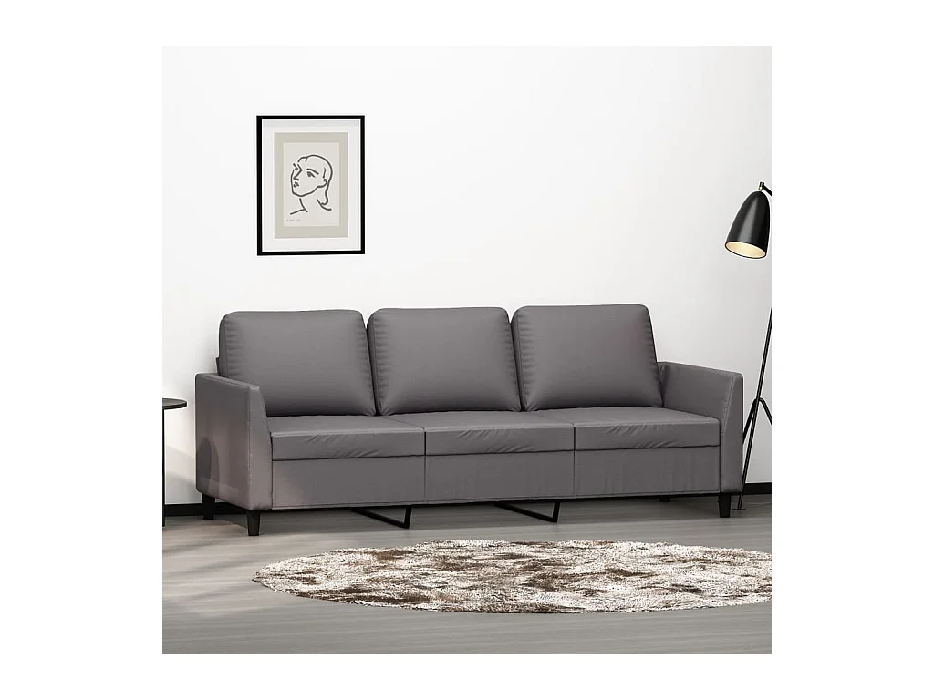 Divano 3 posti Grigio 180 cm Similpelle