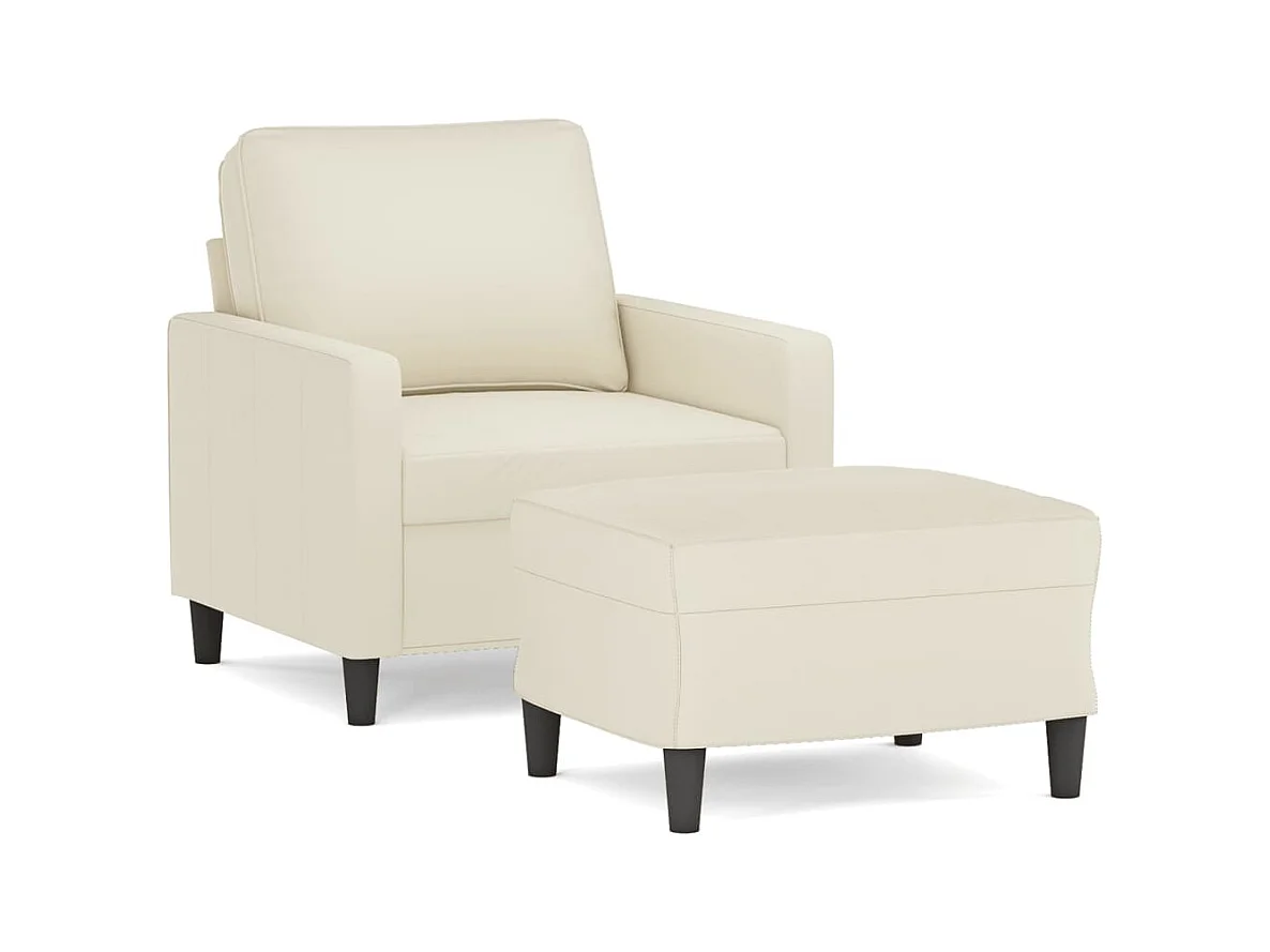 Poltrona con poggiapiedi Crema 60 cm Velluto