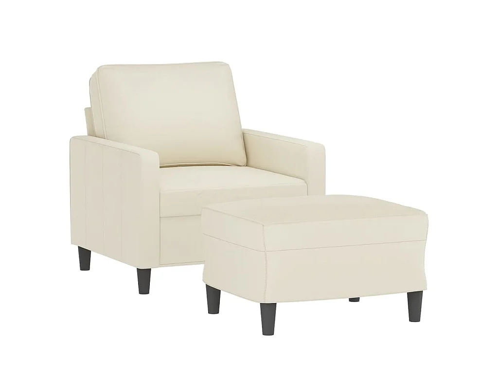 Sessel mit Fußstütze Creme 60 cm Samt