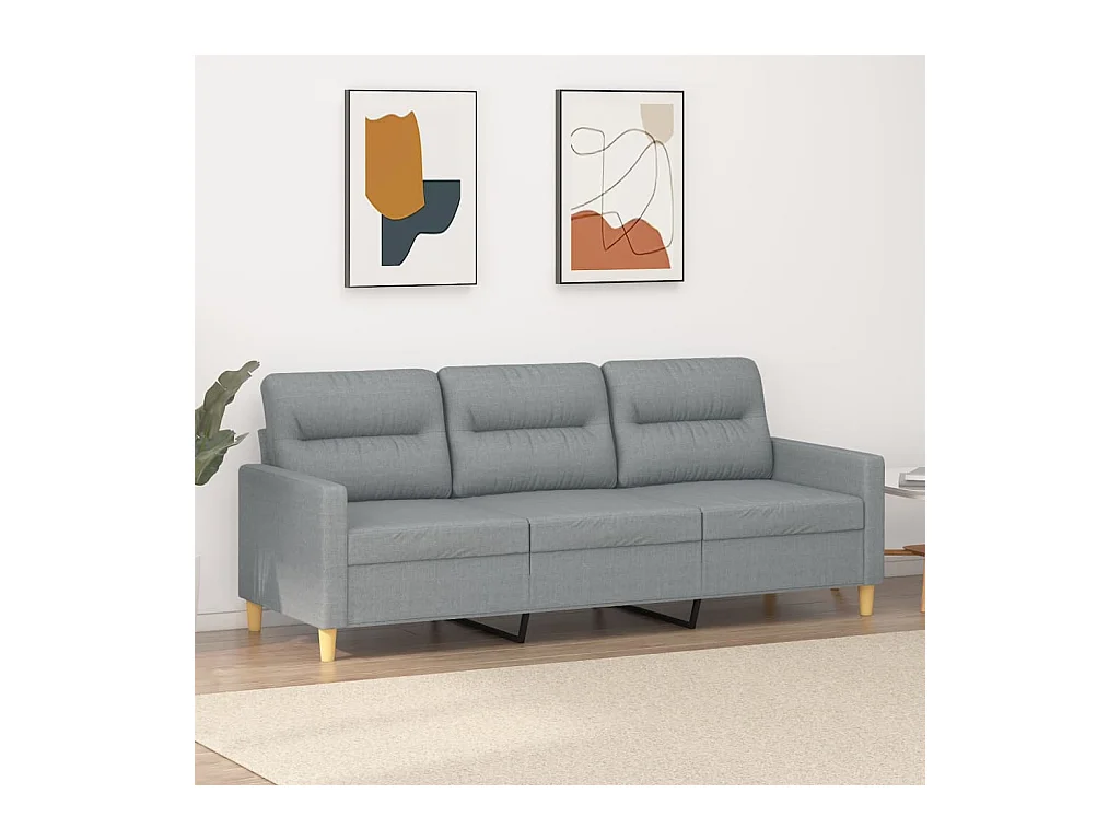 Divano 3 posti Grigio chiaro 180 cm Tessuto