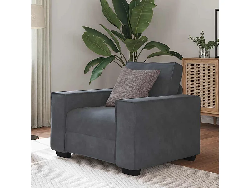 Fauteuil gris foncé 60 cm velours