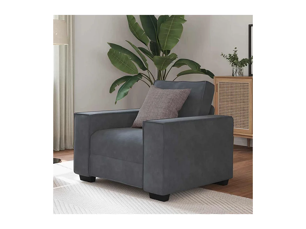 Fauteuil gris foncé 60 cm velours