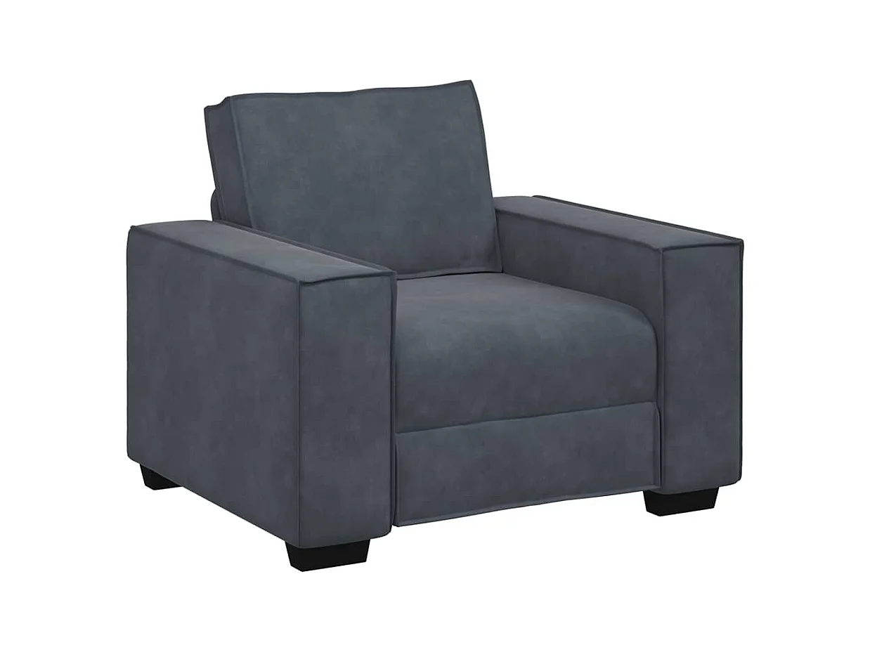 Fauteuil gris foncé 60 cm velours