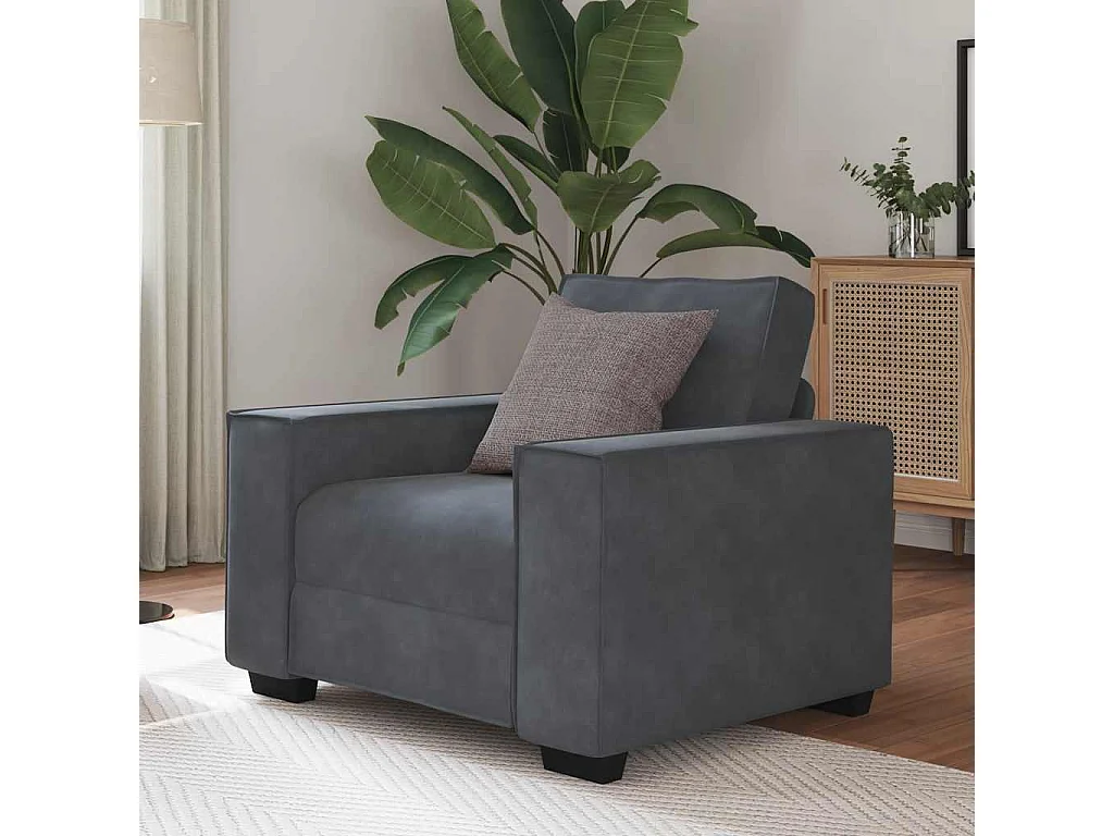 Fauteuil gris foncé 60 cm velours