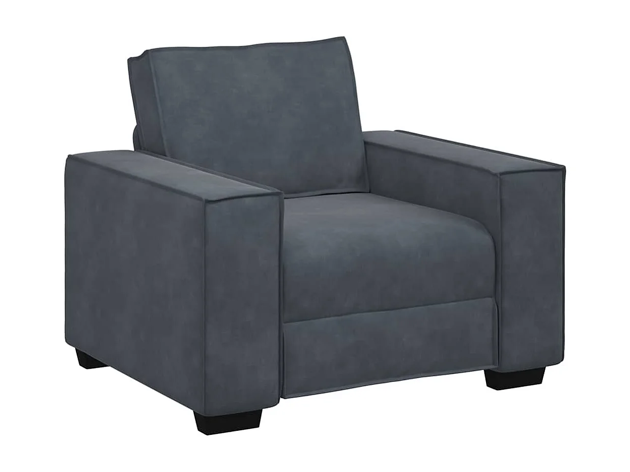 Fauteuil gris foncé 60 cm velours