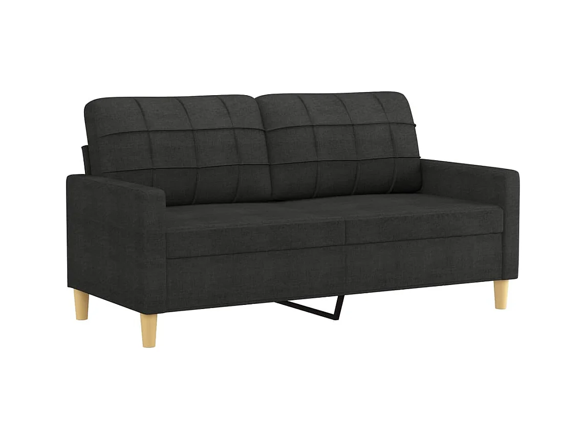 Canapé 2 places avec oreillers décoratifs noir 140 cm tissu