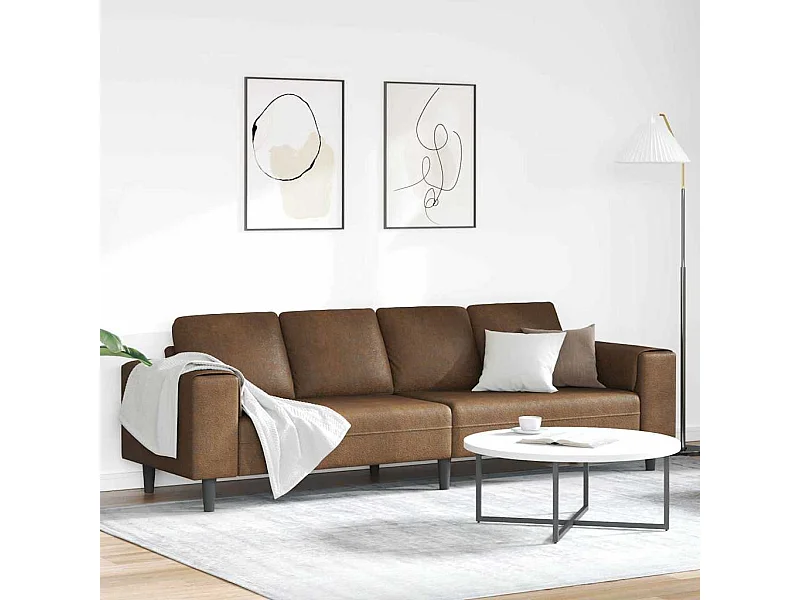 Set di divani in finta pelle scamosciata marrone