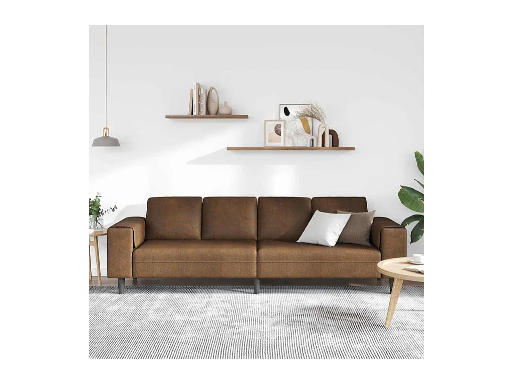 Set di divani in finta pelle scamosciata marrone