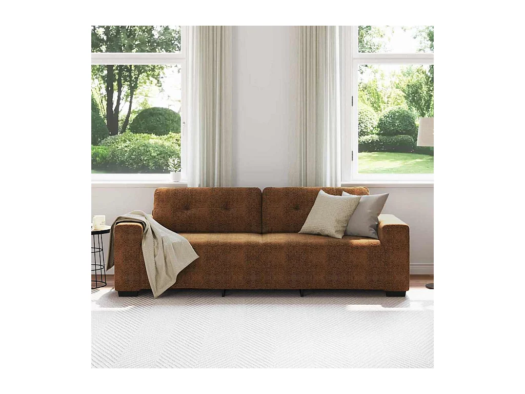 Divano con cuscino in similpelle marrone e legno