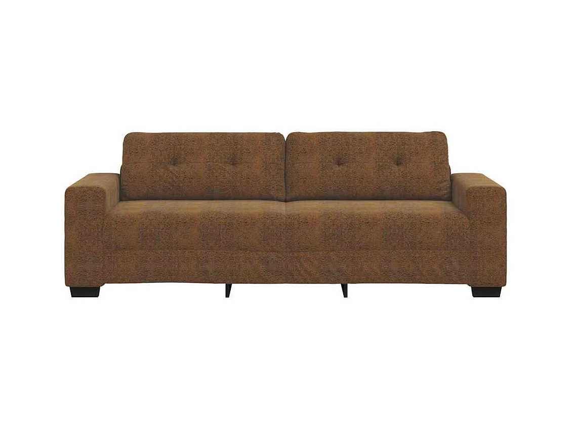 Divano con cuscino in similpelle marrone e legno