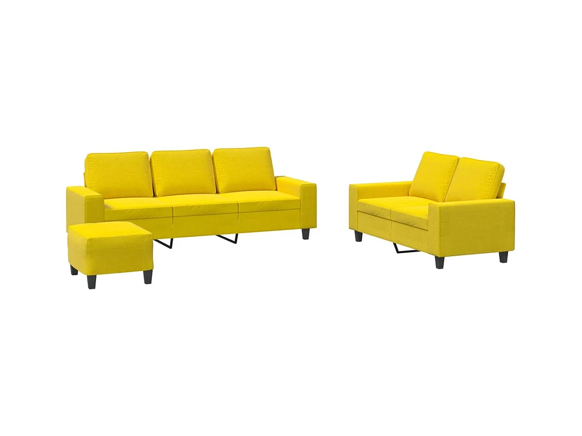 Set di divani 3 pezzi in tessuto giallo chiaro