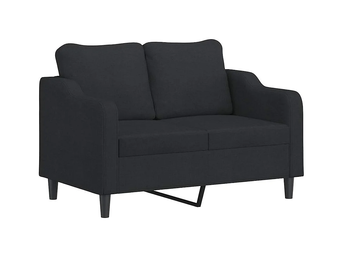 3-teiliges Sofaset mit Kissen, schwarzer Stoff