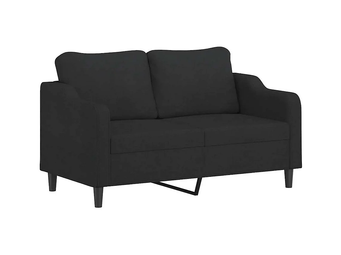 3-teiliges Sofaset mit Kissen, schwarzer Stoff