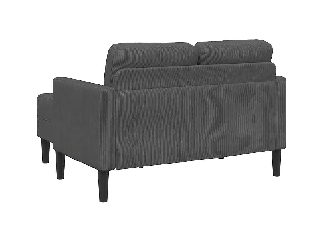 Canapé 2 places avec méridienne en L gris foncé 125 cm lin