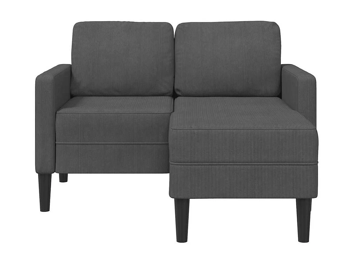 Canapé 2 places avec méridienne en L gris foncé 125 cm lin