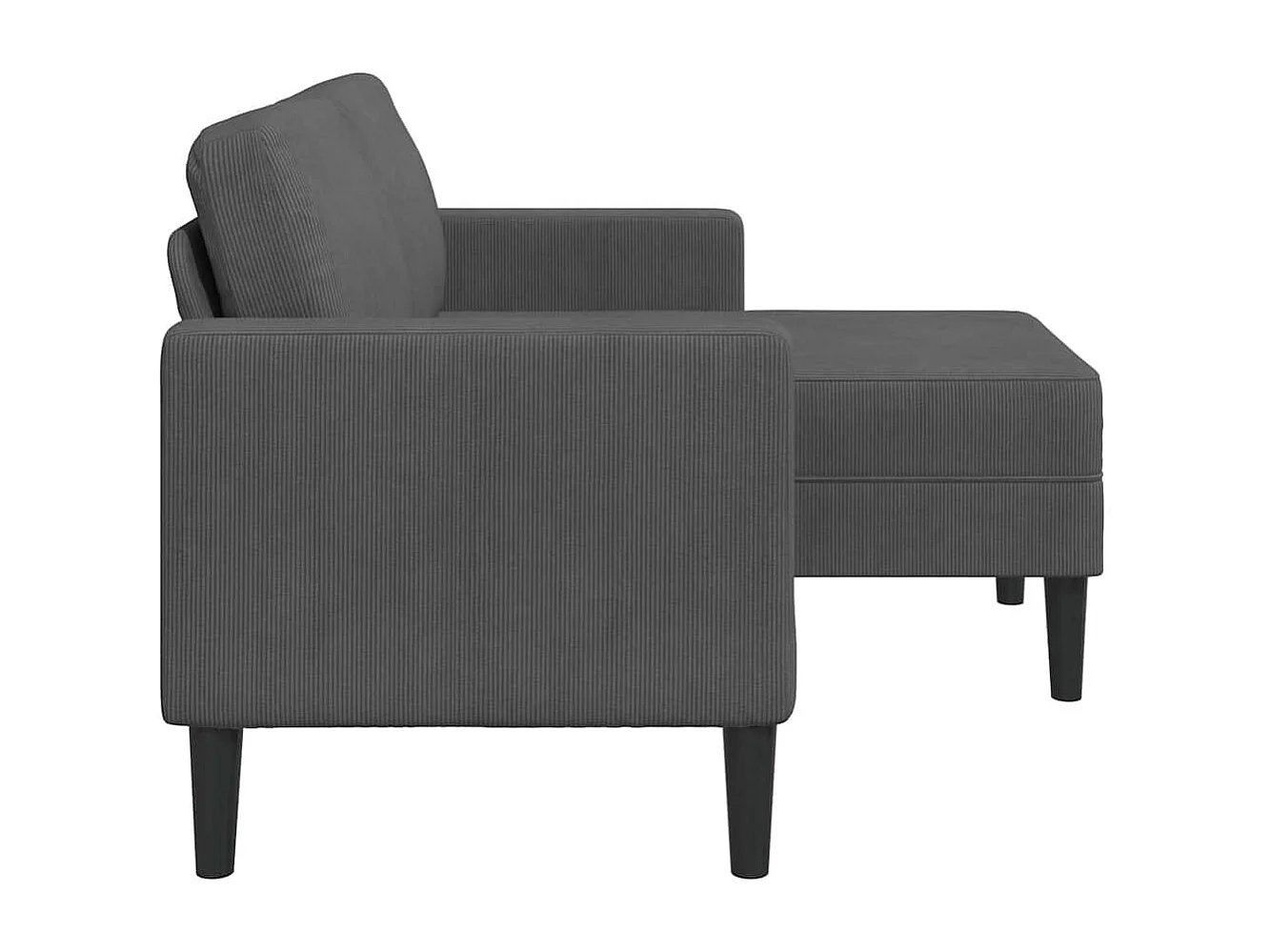 Canapé 2 places avec méridienne en L gris foncé 125 cm lin