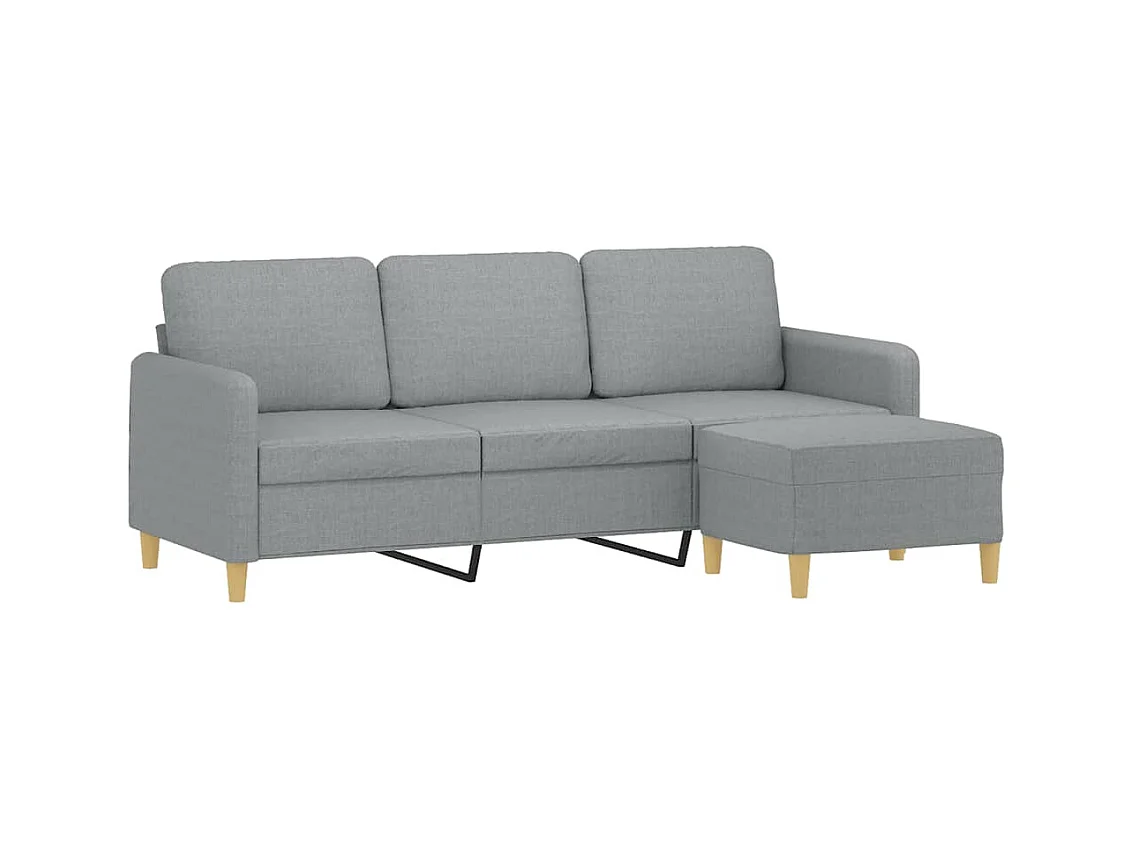 Sofá 3 plazas con reposapiés Gris claro 180 cm Tela